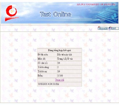 Hình 5 7 Form thông báo kết quả Để tăng cường giao lưu giữa giáo viên và thí 6