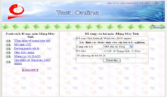 Hình 5 8 Form học viên bổ xung câu hỏi vào ngân hàng câu hỏi Hình 5 9 Form soạn 7