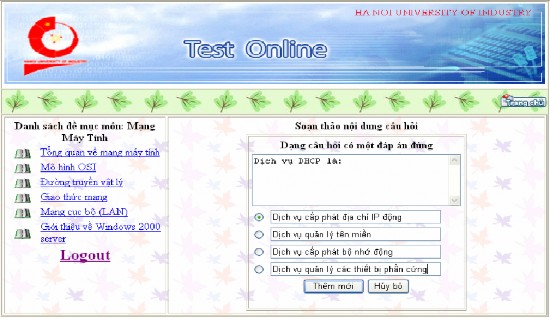 Hình 5 9 Form soạn thảo câu hỏi bổ sung 5 3 2 3 Form xem điểm của học viên 8