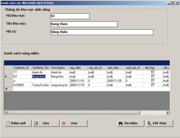 Hình 5 8 Chức năng nhập thông tin khu vực sinh sống Khu vực sinh sống chính là 1