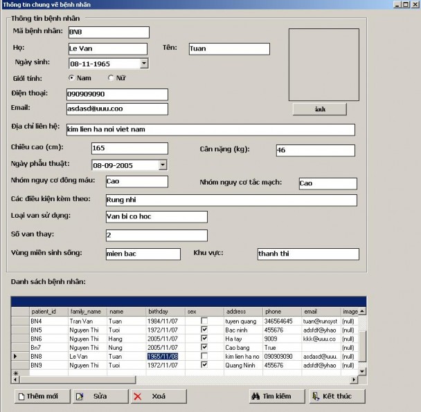 Hình 5 2 Chức năng nhập thông tin cá nhân và trạng thái người bệnh Chức năng 2