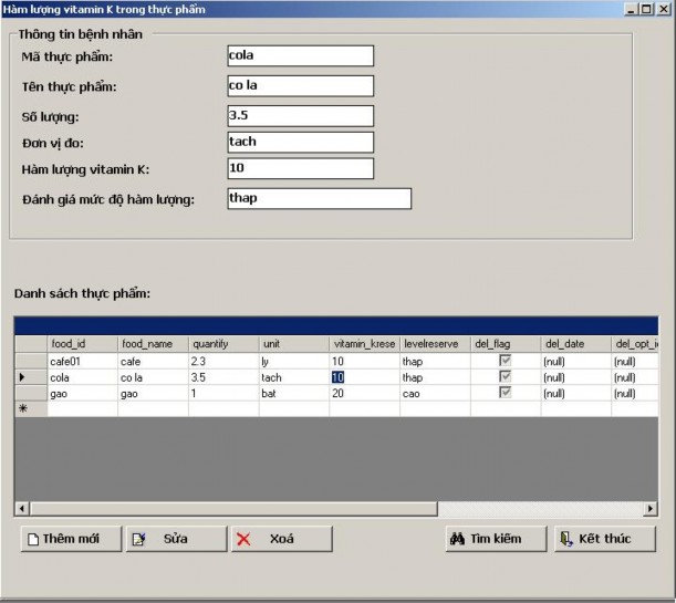 Hình 5 6 Chức năng nhập thông tin hàm lượng vitamin K trong thức ăn Giao diện này 6