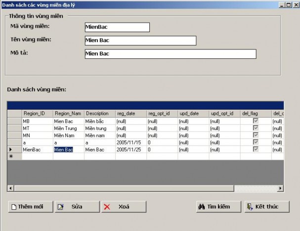 Hình 5 7 Chức năng nhập thông tin vùng miền Thông tin vùng miền sinh số của 7