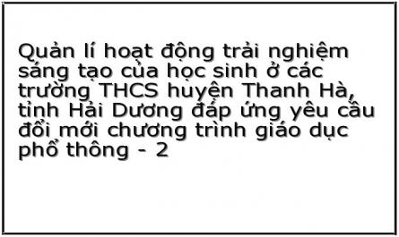 Quản lí hoạt động trải nghiệm sáng tạo của học sinh ở các trường THCS huyện Thanh Hà, tỉnh Hải Dương đáp ứng yêu cầu đổi mới chương trình giáo dục phổ thông - 2