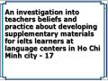 Teachers’ Beliefs About Developing Supplementary Materials For Ielts Courses