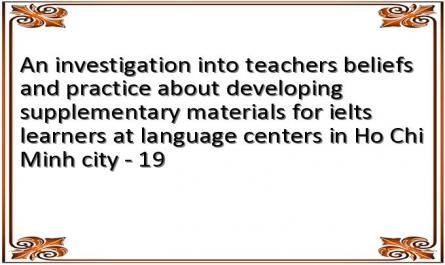 An investigation into teachers beliefs and practice about developing supplementary materials for ielts learners at language centers in Ho Chi Minh city - 19