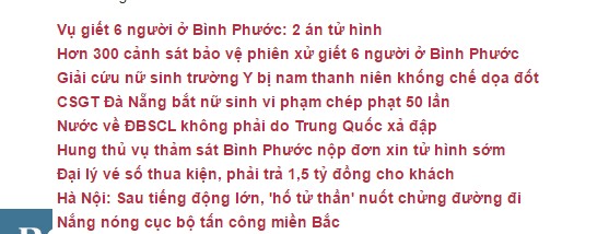 Ảnh chụp phần link liên hết dưới chân bài viết Hung thủ vụ thảm sát Bình 2