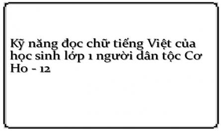 Mức Độ Thuần Thục Trong Kỹ Năng Đọc Chữ Cái Tiếng Việt