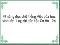 Kỹ năng đọc chữ tiếng Việt của học sinh lớp 1 người dân tộc Cơ Ho - 24