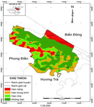 Hình 3 18 Sơ đồ phân vùng hạn hán vụ Hè thu năm 2015 tại huyện Quảng Điền 9