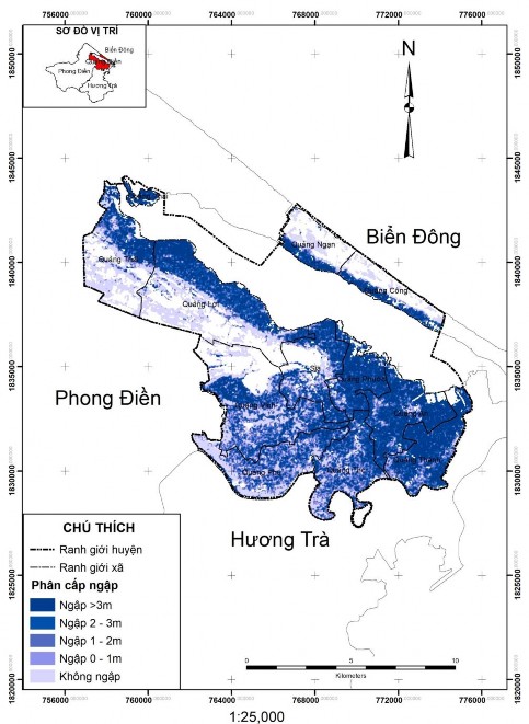 Hình 3 20 Sơ đồ dự báo đất nông nghiệp bị ngập lụt đến năm 2030 tại 1
