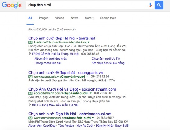 Hình 1 3 Hình minh hoạ kết quả tìm kiếm trên công cụ quảng cáo Google 3