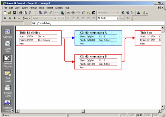 Ví dụ Hình 3 1 Màn hình quản lý dự án bằng MS Project Chương trình Visio 1