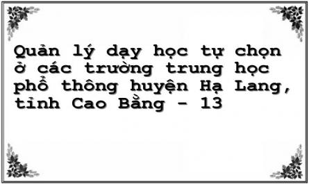 Quản lý dạy học tự chọn ở các trường trung học phổ thông huyện Hạ Lang, tỉnh Cao Bằng - 13