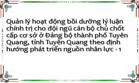 Quản lý hoạt động bồi dưỡng lý luận chính trị cho đội ngũ cán bộ chủ chốt cấp cơ sở ở Đảng bộ thành phố Tuyên Quang, tỉnh Tuyên Quang theo định hướng phát triển nguồn nhân lực - 1