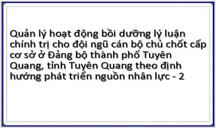 Quản lý hoạt động bồi dưỡng lý luận chính trị cho đội ngũ cán bộ chủ chốt cấp cơ sở ở Đảng bộ thành phố Tuyên Quang, tỉnh Tuyên Quang theo định hướng phát triển nguồn nhân lực - 2