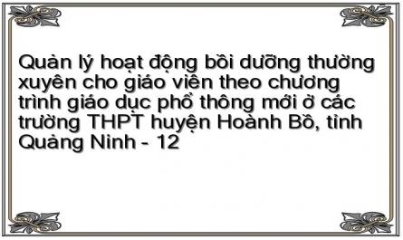 Quản lý hoạt động bồi dưỡng thường xuyên cho giáo viên theo chương trình giáo dục phổ thông mới ở các trường THPT huyện Hoành Bồ, tỉnh Quảng Ninh - 12
