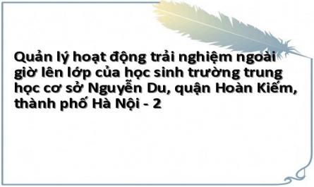 Quản lý hoạt động trải nghiệm ngoài giờ lên lớp của học sinh trường trung học cơ sở Nguyễn Du, quận Hoàn Kiếm, thành phố Hà Nội - 2