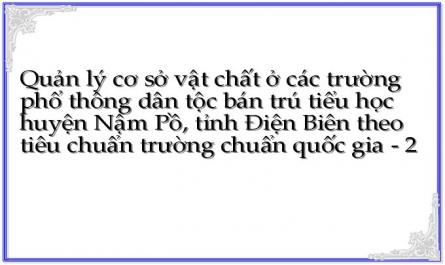 Quản lý cơ sở vật chất ở các trường phổ thông dân tộc bán trú tiểu học huyện Nậm Pồ, tỉnh Điện Biên theo tiêu chuẩn trường chuẩn quốc gia - 2