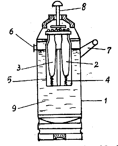 Hình 1 4 Bình chữa cháy bọt hoá học 1 Thân bình 2 Bình chứa H2SO4 3 Bình chứa 1