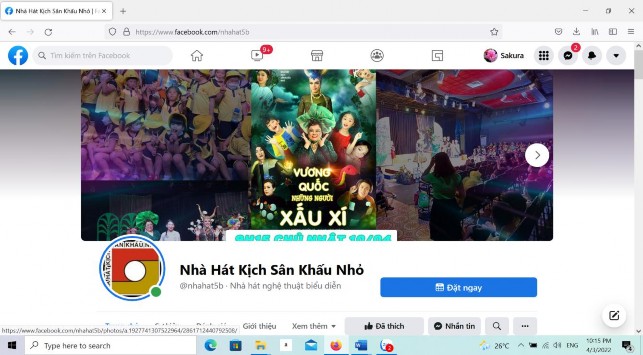 Hình 6 Trang fanpage của Nhá hát Kịch Sân khấu Nhỏ 5B Nguồn fanpage của Nhà 5