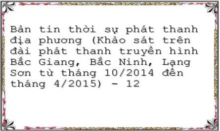Bản tin thời sự phát thanh địa phương (Khảo sát trên đài phát thanh truyền hình Bắc Giang, Bắc Ninh, Lạng Sơn từ tháng 10/2014 đến tháng 4/2015) - 12