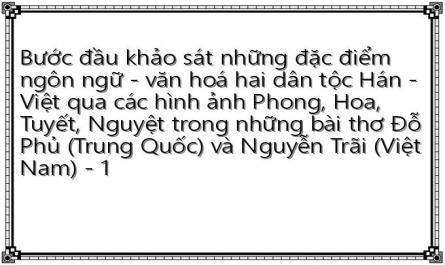 Bước đầu khảo sát những đặc điểm ngôn ngữ - văn hoá hai dân tộc Hán - Việt qua các hình ảnh Phong, Hoa, Tuyết, Nguyệt trong những bài thơ Đỗ Phủ (Trung Quốc) và Nguyễn Trãi (Việt Nam) - 1