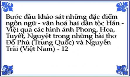 Bước đầu khảo sát những đặc điểm ngôn ngữ - văn hoá hai dân tộc Hán - Việt qua các hình ảnh Phong, Hoa, Tuyết, Nguyệt trong những bài thơ Đỗ Phủ (Trung Quốc) và Nguyễn Trãi (Việt Nam) - 12