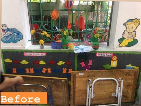 Góc học tập trước cải tạo Góc học tập chuyển thành Góc nghệ thuật sau 1