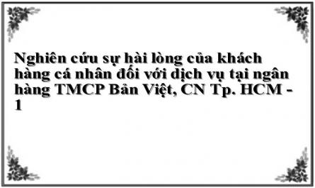 Nghiên cứu sự hài lòng của khách hàng cá nhân đối với dịch vụ tại ngân hàng TMCP Bản Việt, CN Tp. HCM - 1
