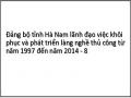 Quá Trình Khôi Phục Và Phát Triển Làng Nghề Thủ Công Ở Tỉnh Hà Nam Từ Năm 2005 Đến Năm 2014