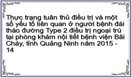 Thực trạng tuân thủ điều trị và một số yếu tố liên quan ở người bệnh đái tháo đường Type 2 điều trị ngoại trú tại phòng khám nội tiết bệnh viện Bãi Cháy, tỉnh Quảng Ninh năm 2015 - 14