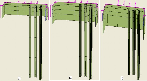 Hình 3 37 – Mô hình cọc và tường cừ Larsen có chiều sâu thay đổi a Tường 6