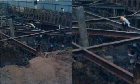 Hình1 6 – Khu vực cọc bị nghiêng lệch – Công trình 13 tầng Khu đô thị mới 7