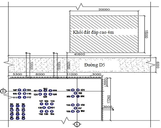 Hình 3 13 – Mặt bằng vị trí khối đất 3 2 6 Phân tích ảnh hưởng của cọc 3