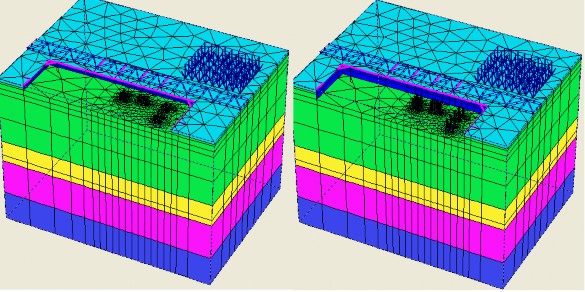 A b Hình 3 17 – Các giai đoạn thi công đào a Đào đến cao độ 1 8m b Đào 7