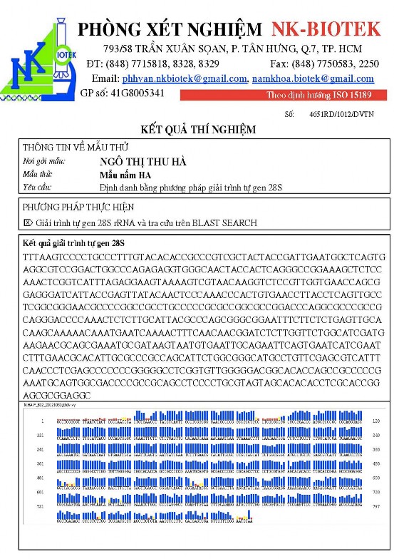 A statistically significant difference 7 Kết quả định danh nấm Purpureocillium lilacinum 1