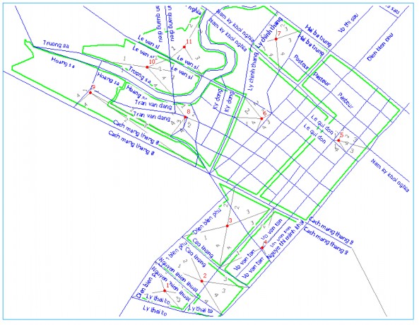 Hình 4 14 Các đường kết nối tâm TAZ Mạng lưới đường ngoại vùng đường 1