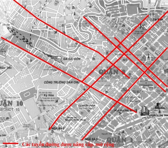 Hình 4 41 Các tuyến đường được nâng cấp mở rộng Lưu lượng PCU đi lại 4