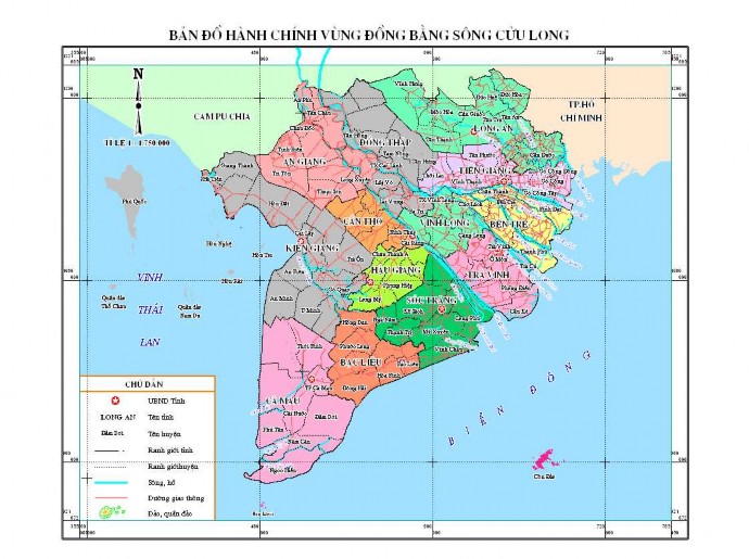 Hình 2 3 Bản đồ hành chính ĐBSCL Nguồn Phân viện Quy hoạch Thủy sản phía 1