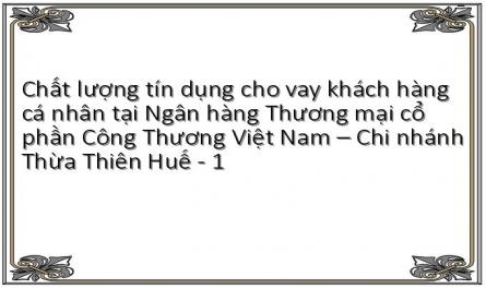 Chất lượng tín dụng cho vay khách hàng cá nhân tại Ngân hàng Thương mại cổ phần Công Thương Việt Nam – Chi nhánh Thừa Thiên Huế - 1