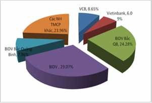 Biểu đồ 2 2 Thị phần tín dụng trung bình của các Ngân hàng thương mại trên 1