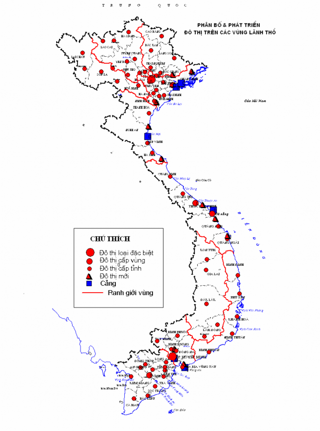 Hình 2 1 Bản đồ Phân bố và phát triển đô thị trên các vùng lãnh thổ Những 1