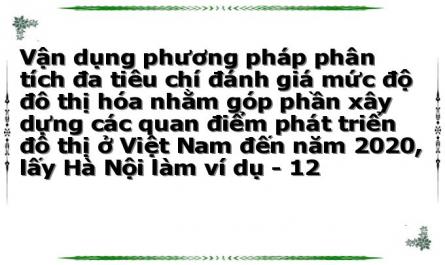 Vận dụng phương pháp phân tích đa tiêu chí đánh giá mức độ đô thị hóa nhằm góp phần xây dựng các quan điểm phát triển đô thị ở Việt Nam đến năm 2020, lấy Hà Nội làm ví dụ - 12