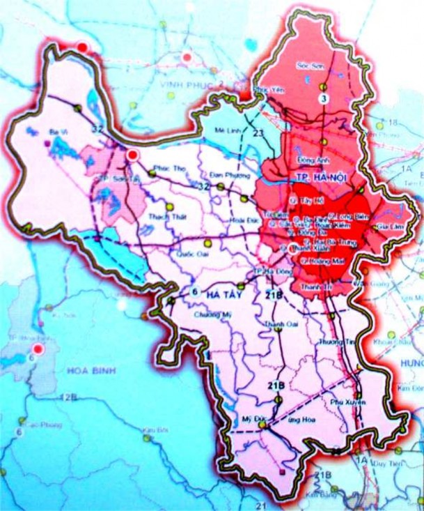 VĨNH PHÚC HƯNG YÊN HÒA BÌNH Hình 3 2 Bản đồ Hà Nội mở rộng từ 1 8 2008 1