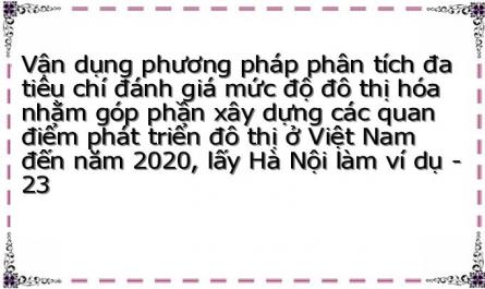 Vận dụng phương pháp phân tích đa tiêu chí đánh giá mức độ đô thị hóa nhằm góp phần xây dựng các quan điểm phát triển đô thị ở Việt Nam đến năm 2020, lấy Hà Nội làm ví dụ - 23