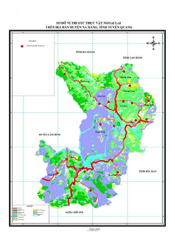 Hình 2 1 Sơ đồ vị trí ô tiêu chuẩn OTC thực vật ngoại lai trên địa bàn 1