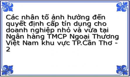 Các nhân tố ảnh hưởng đến quyết định cấp tín dụng cho doanh nghiệp nhỏ và vừa tại Ngân hàng TMCP Ngoại Thương Việt Nam khu vực TP.Cần Thơ - 2