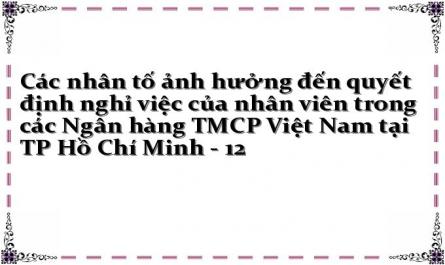 Các nhân tố ảnh hưởng đến quyết định nghỉ việc của nhân viên trong các Ngân hàng TMCP Việt Nam tại TP Hồ Chí Minh - 12
