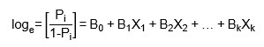 Trong đó P i Xác suất xảy ra sự kiện B 0 B 1 … B k Hệ số hồi quy X 0 X 1
